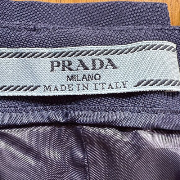 Prada Size 6 Navy Blue Virgin Wool Mini Pencil Skirt With Silk-Cupro Lining - Picture 4 of 15